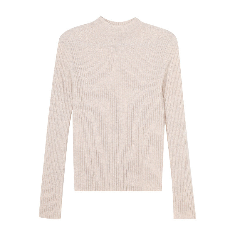 Womens Half High Collar Wool Knitted Bottoming Shirt