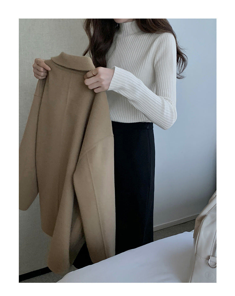 Womens Half High Collar Wool Knitted Bottoming Shirt