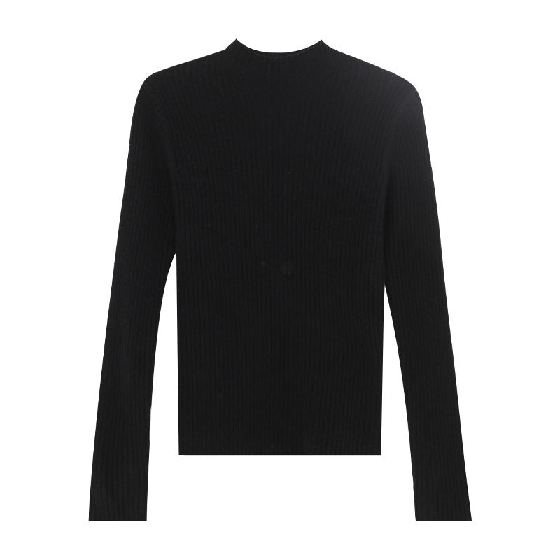 Womens Half High Collar Wool Knitted Bottoming Shirt