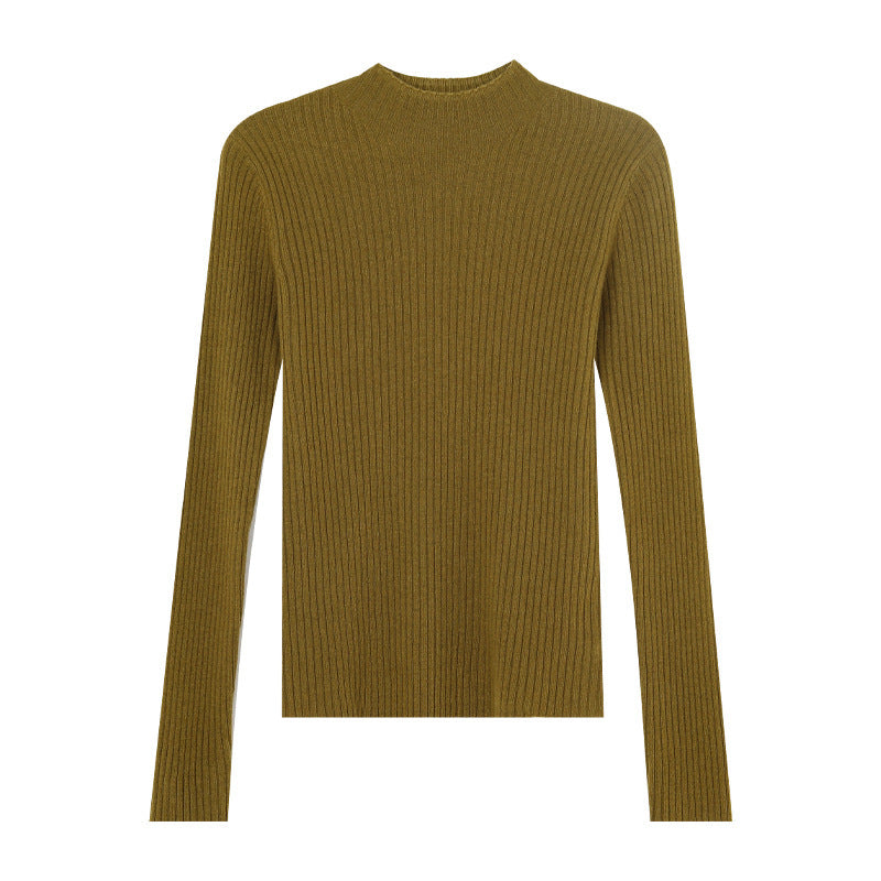 Womens Half High Collar Wool Knitted Bottoming Shirt