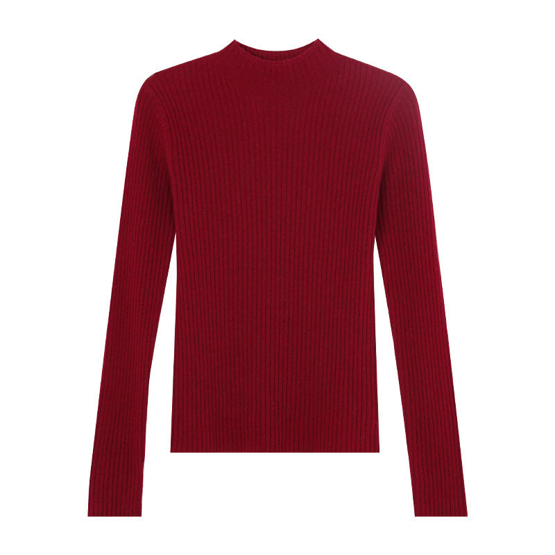 Womens Half High Collar Wool Knitted Bottoming Shirt